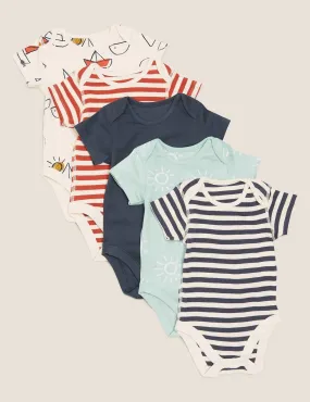 5pk Pure Cotton Printed Bodysuits