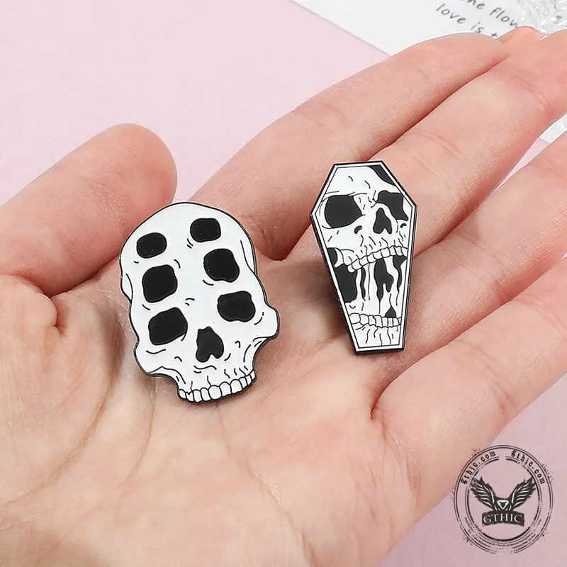 6 Pcs Punk Skull Design Alloy Brooches