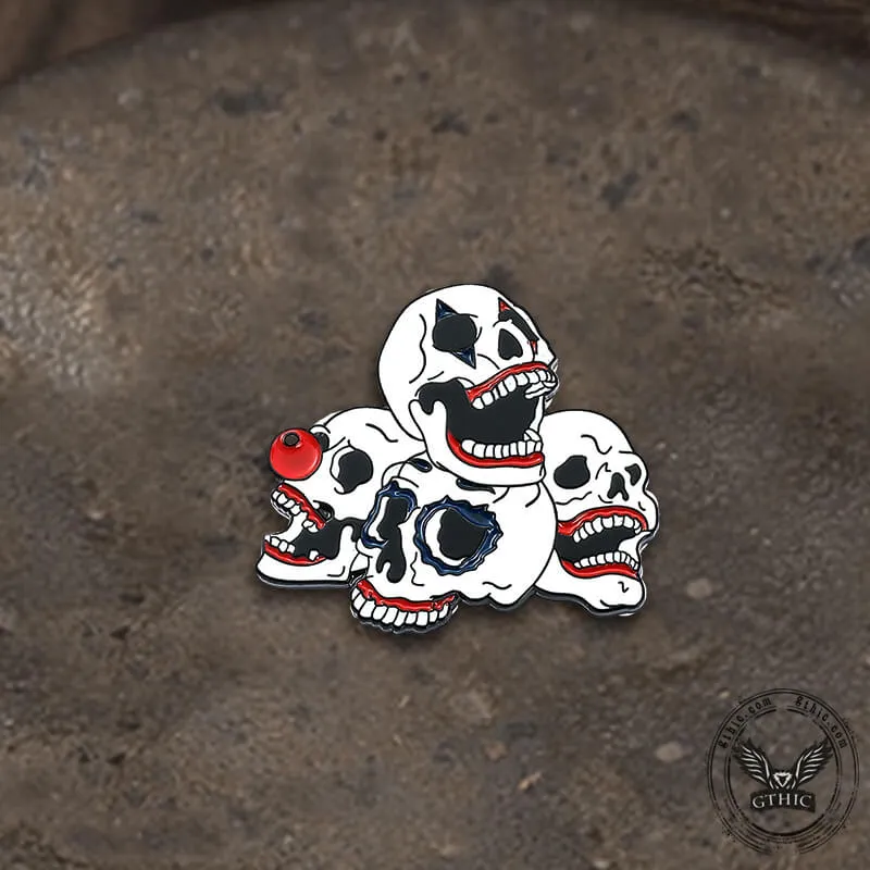 6 Pcs Punk Skull Design Alloy Brooches