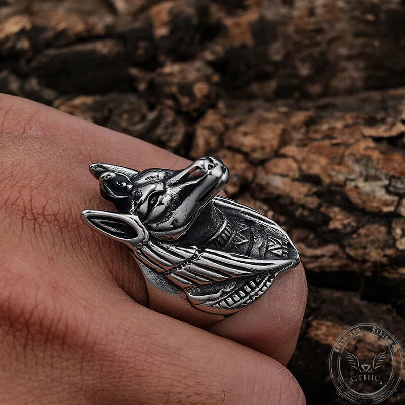 Anubis Stainless Steel Egyptian Mythology Ring