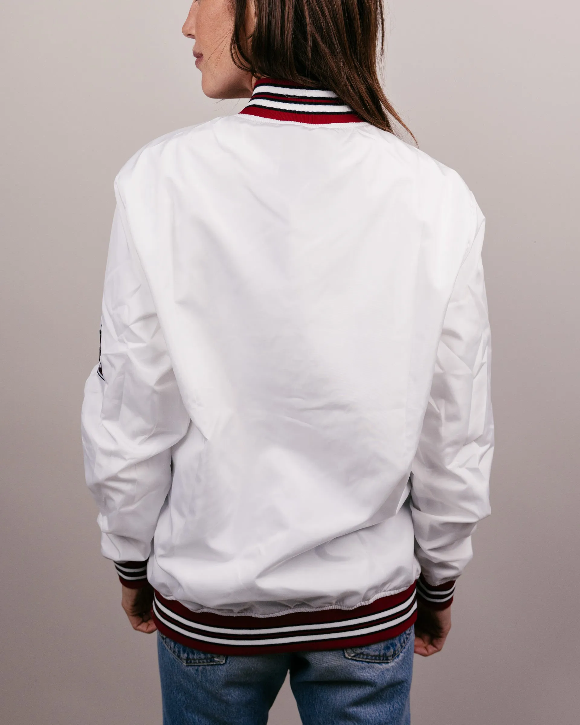 Arkansas Razorbacks Arch White Varsity Jacket