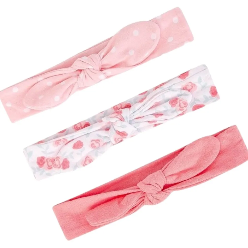 Bebe Favor 3 Pk Headband Sets - Pink Roses