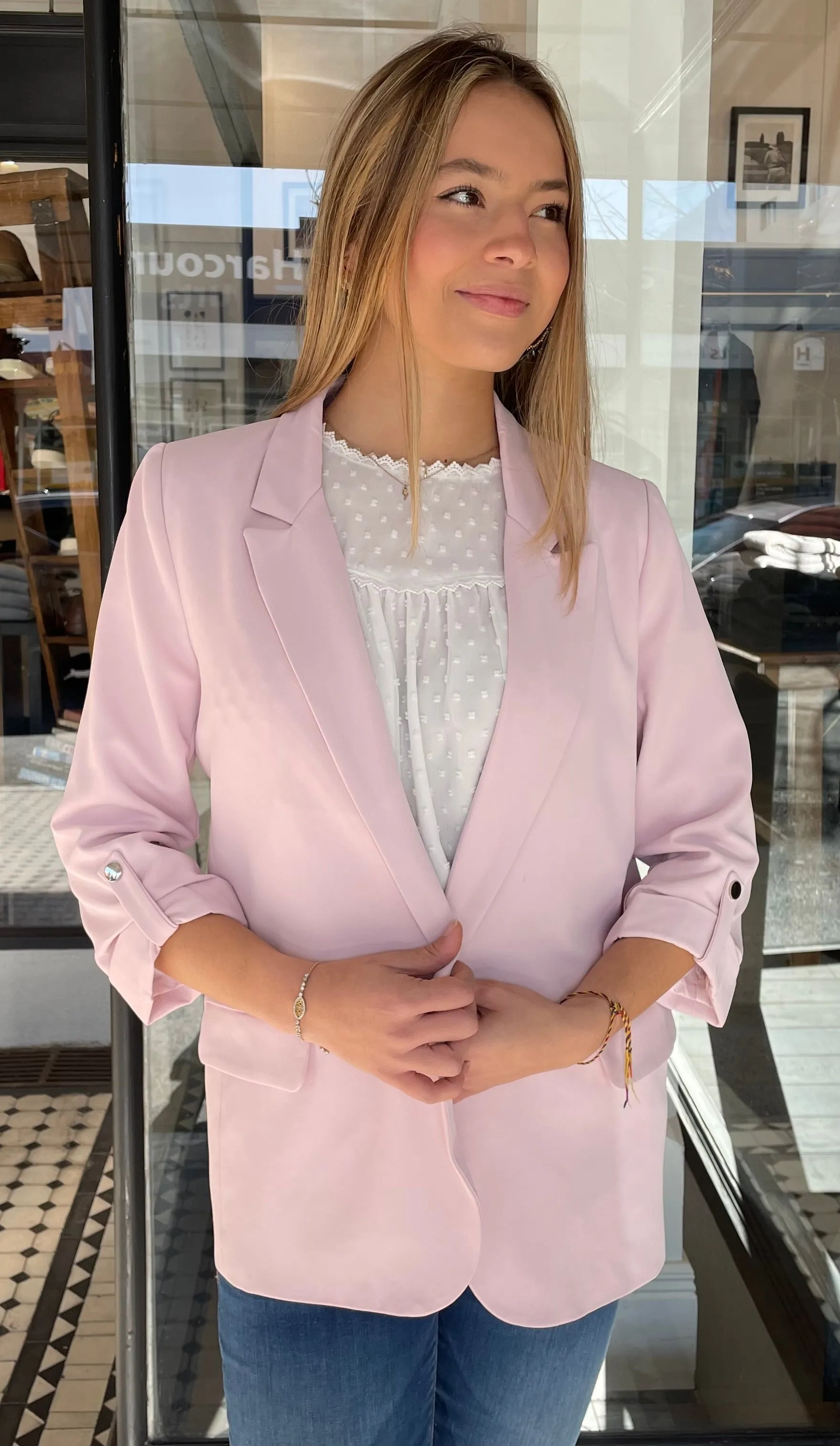 Bianca 3/4 Sleeve Blazer Pink