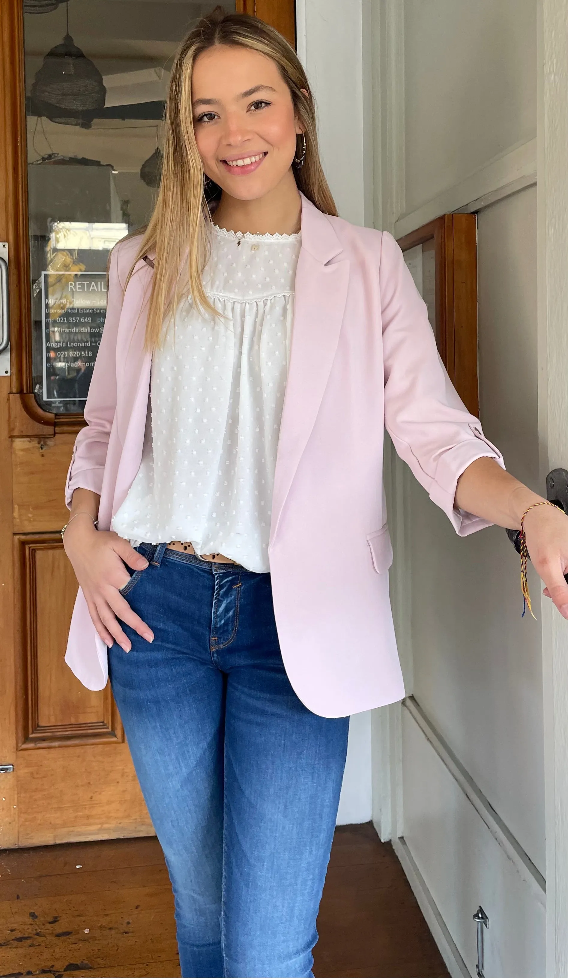 Bianca 3/4 Sleeve Blazer Pink