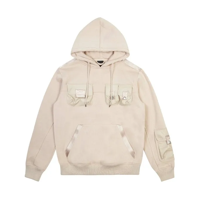 Big and Tall Mixed Media Utility Fleece Hoodie - Latte