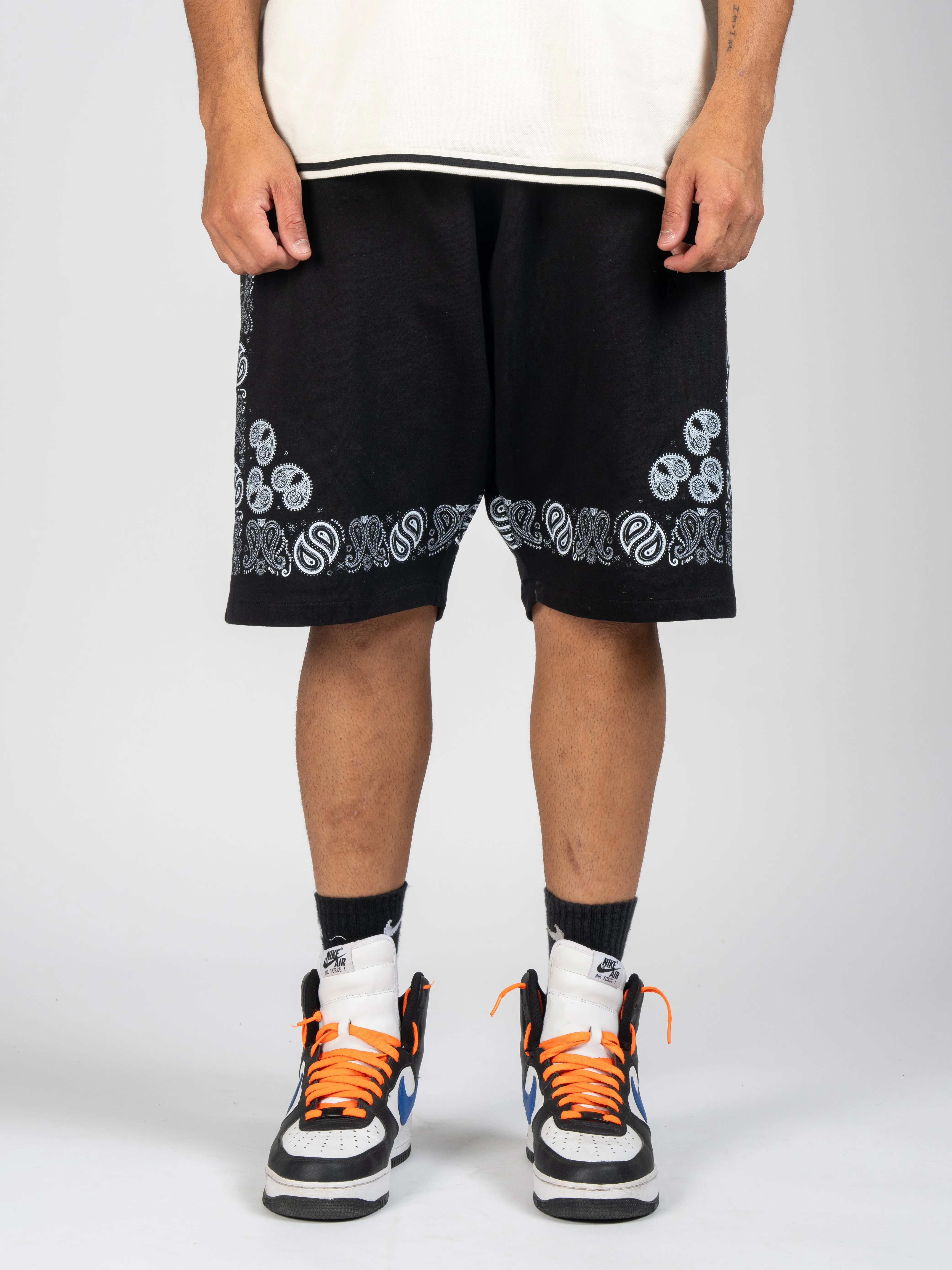 Black Paisley Outline Shorts