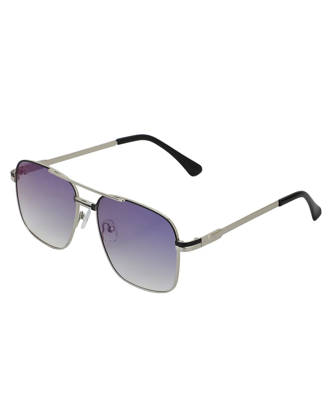 Carlton London Clear Lens & Silver-Toned Rectangle Sunglasses With Uv Protected Lens For Men