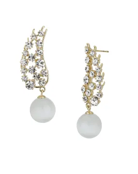 Carlton London Gold Plated Cz White Pearl Drop Earring For Women