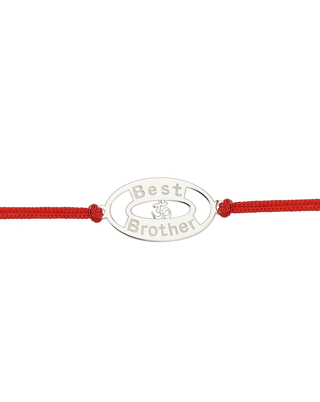 Carlton London Men Silver-Toned Red Typography Engraved 925 Sterling Silver Rakhi