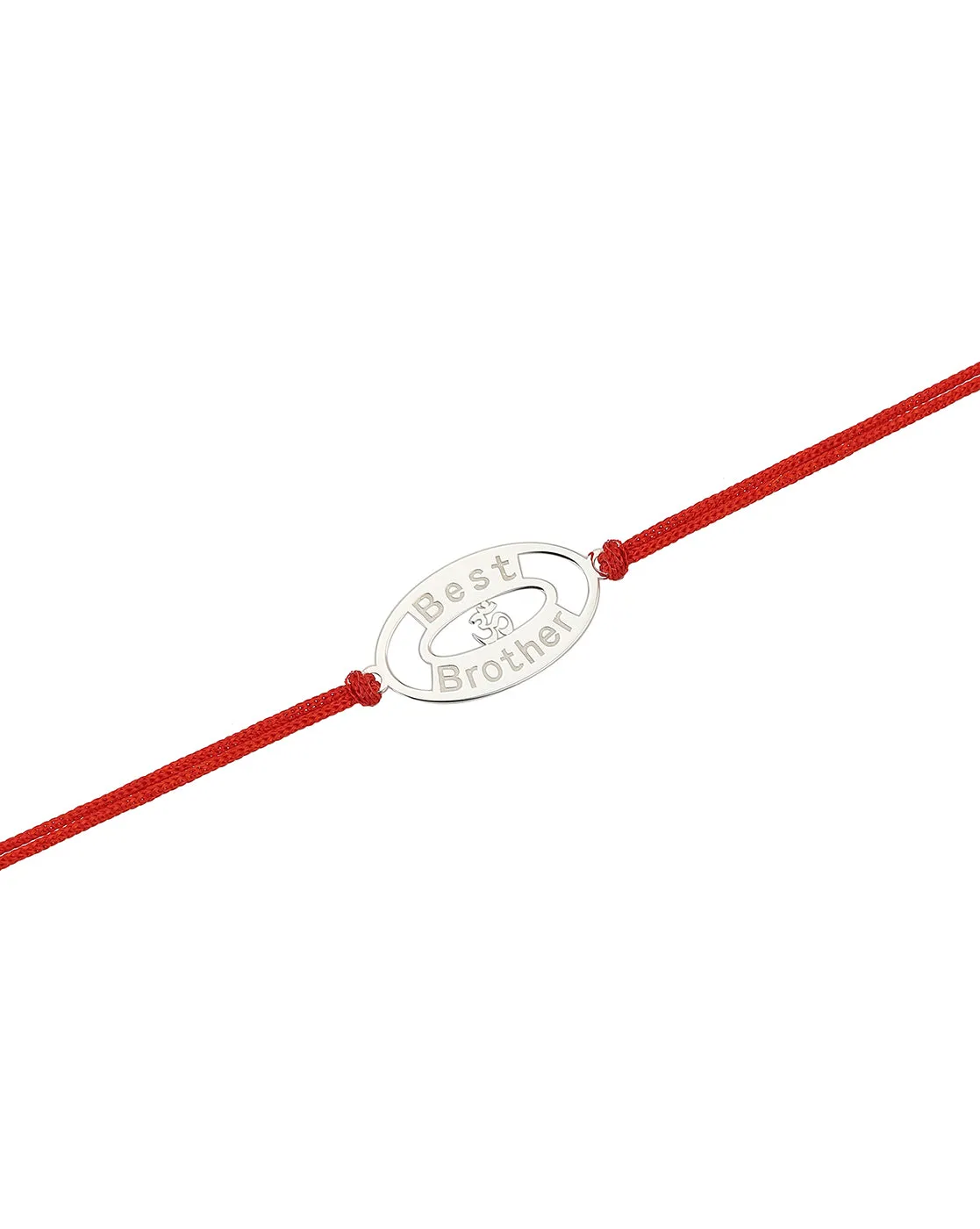 Carlton London Men Silver-Toned Red Typography Engraved 925 Sterling Silver Rakhi