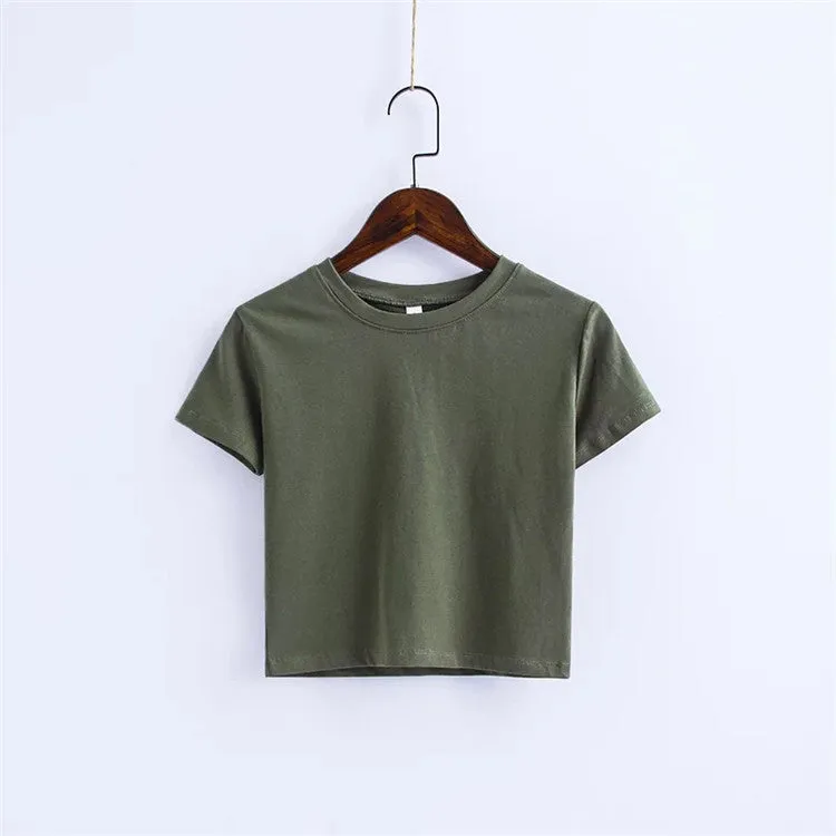 Classic Crop Top Tee Shirt Womens