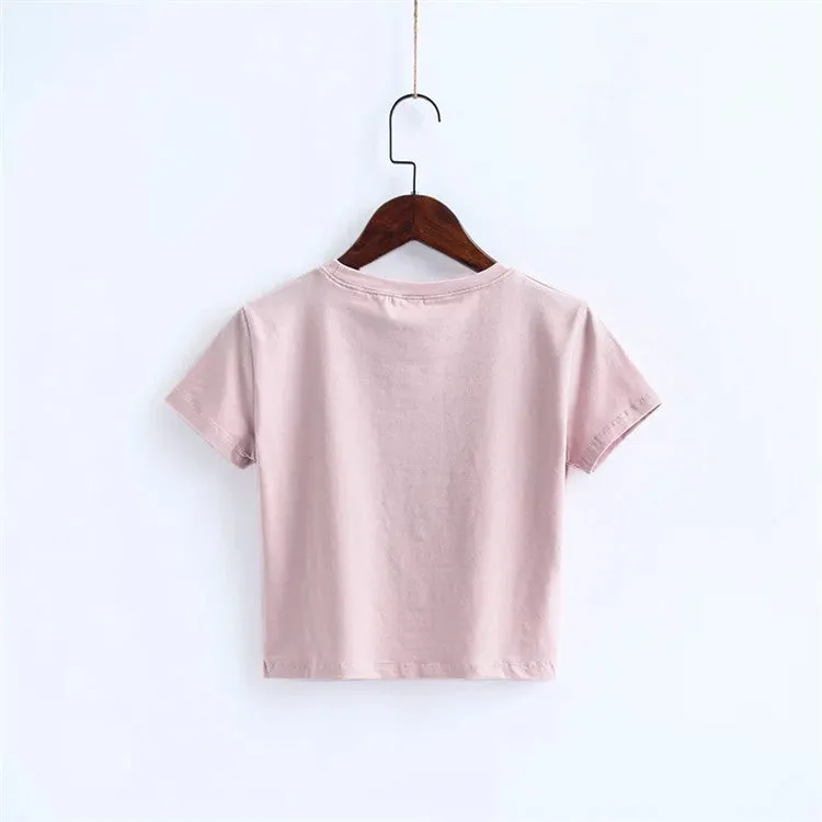 Classic Crop Top Tee Shirt Womens