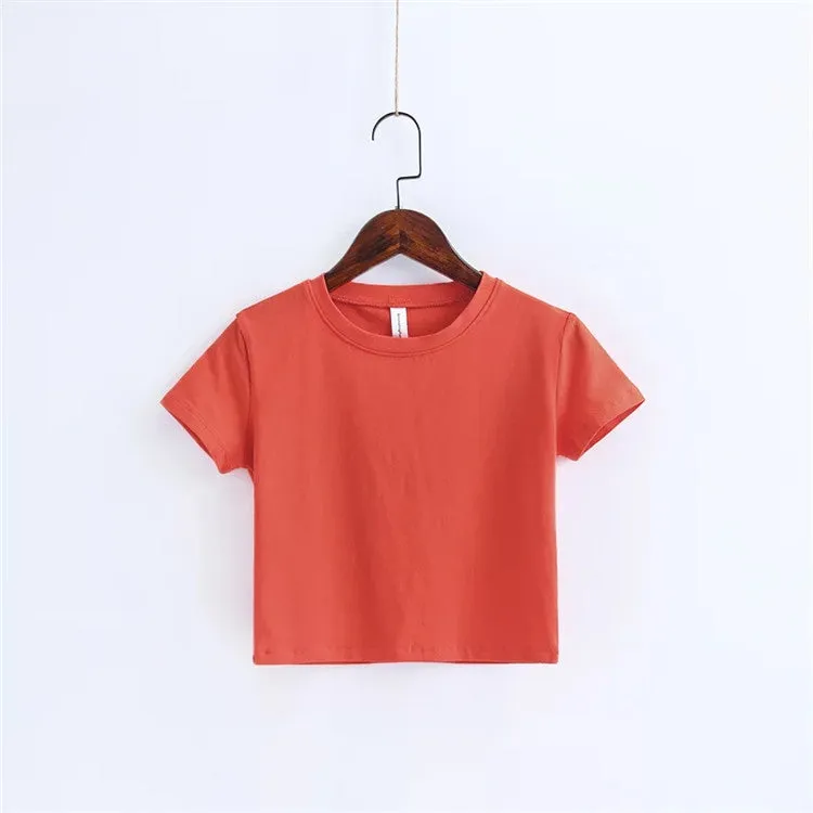 Classic Crop Top Tee Shirt Womens