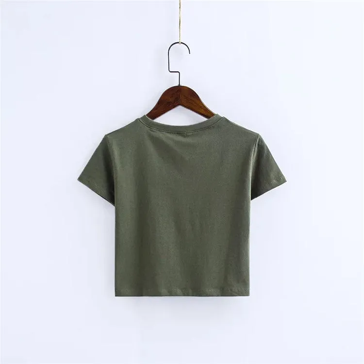 Classic Crop Top Tee Shirt Womens