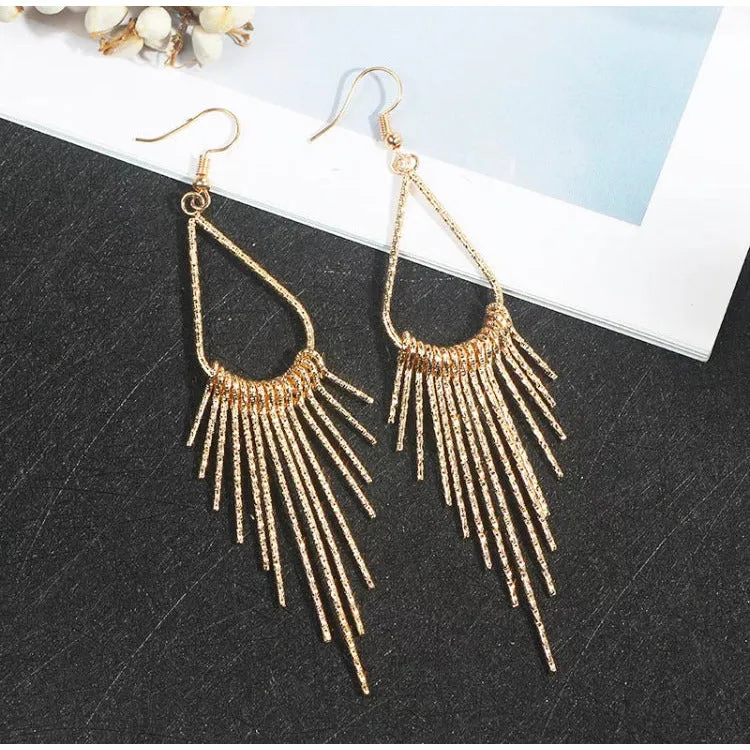 Cleo Long Geometric Tassel Earrings