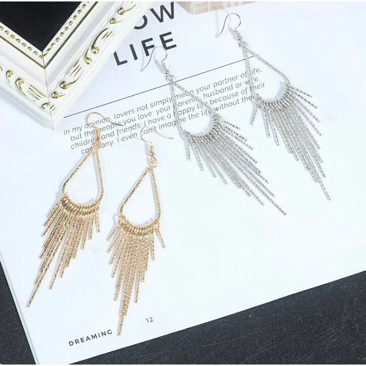 Cleo Long Geometric Tassel Earrings