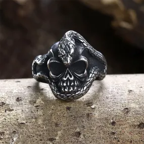 Coiled Snake Skull Stainless Steel Ring