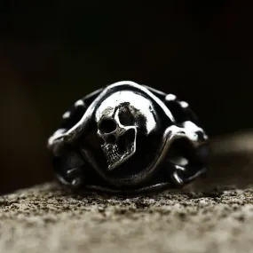 Coiled Snake Stainless Steel Skull Ring