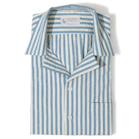 Cotton Seersucker Wide Stripe Summer Shirt