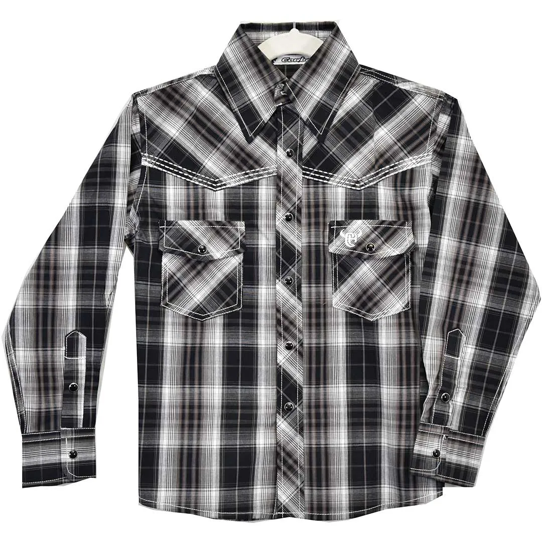 Cowboy Hardware Boys' Plaid Print Snap Shirt