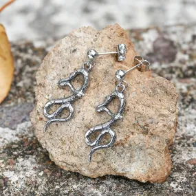 Crawling Snake Stainless Steel Animal Stud Earrings