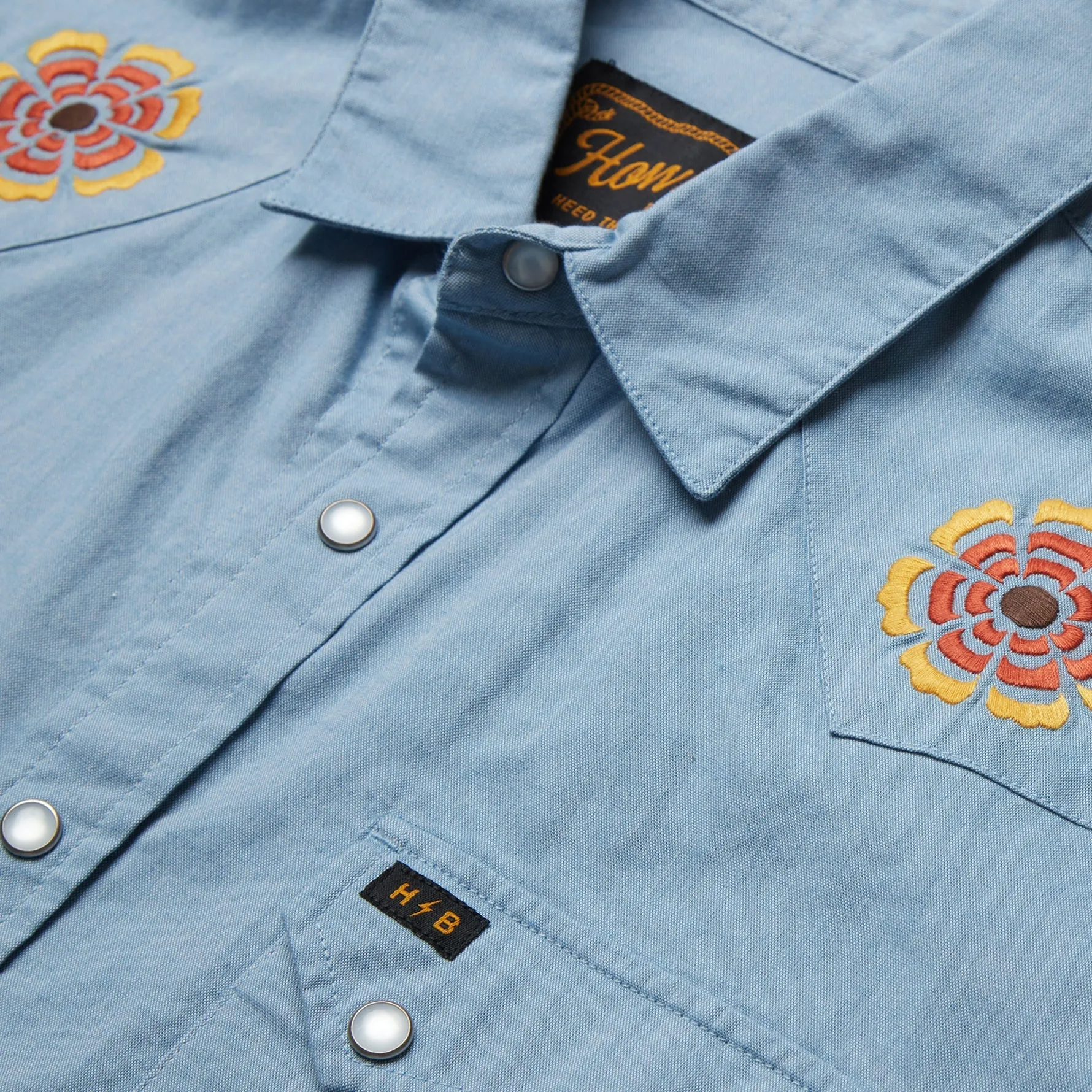 Crosscut Deluxe Shortsleeve Shirt | Beach Blooms Blue Chambray | Howler Bros