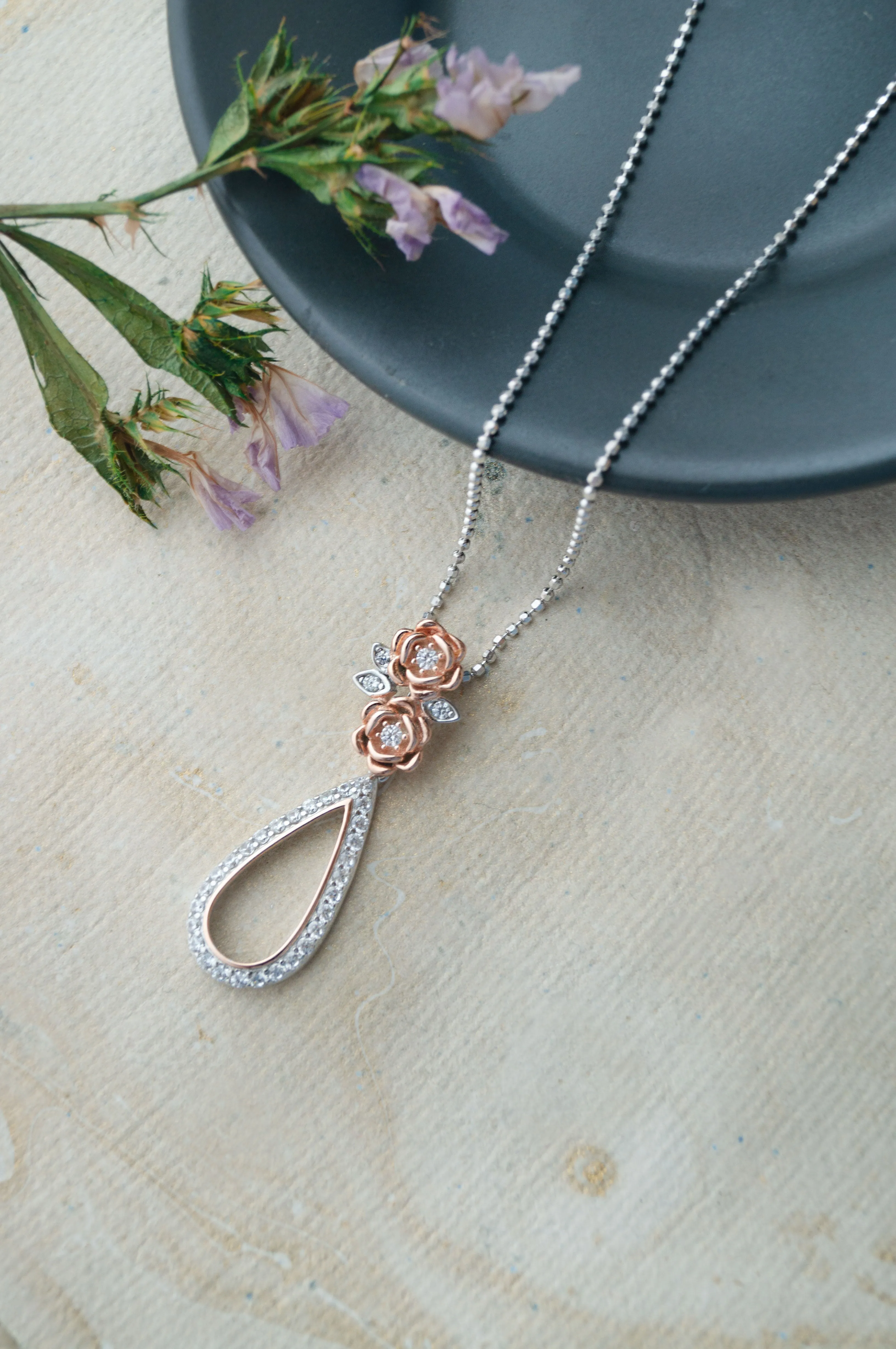 Garden Of Happiness Silver & Rose Gold Plated Sterling Silver Pendant