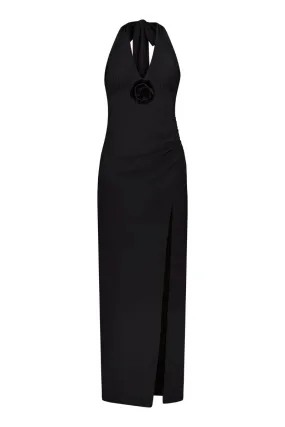 HALTER MAXI DRESS-BLACK