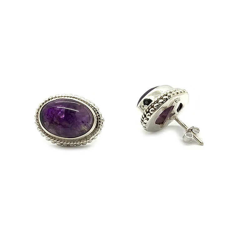 Lily Amethyst Boho Silver Earrings