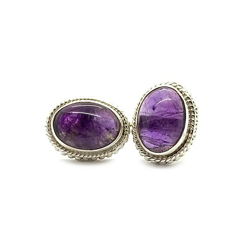 Lily Amethyst Boho Silver Earrings