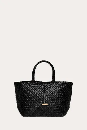 Midi Leather Basket Black