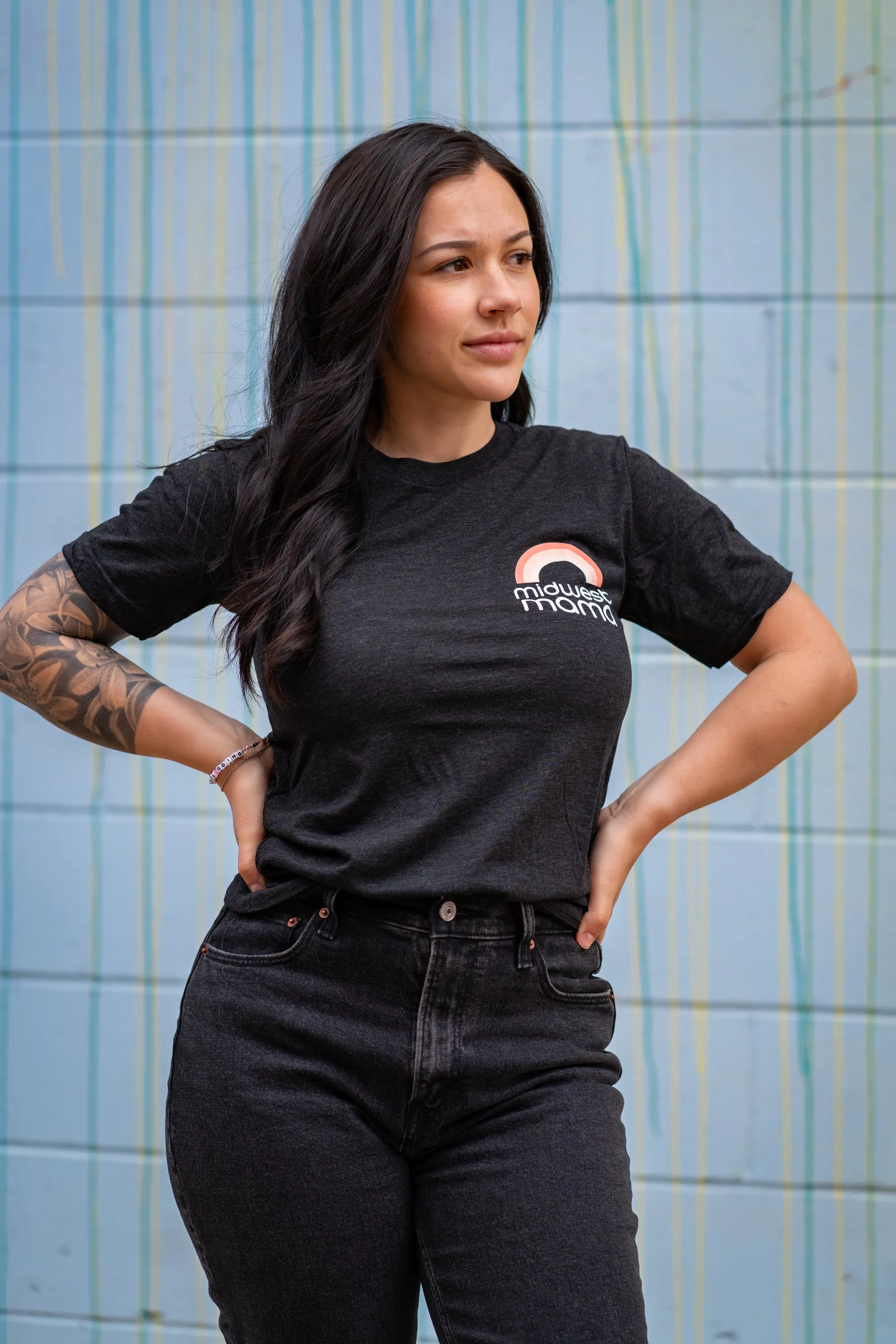 Midwest Mama Tee in Charcoal