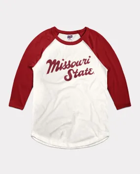 MSU Baseball Script White & Cardinal Raglan