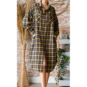 PLAID LONG SHIRT DRESS