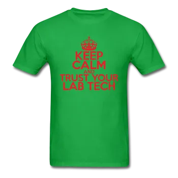 "Keep Calm and Trust Your Lab Tech" (red) - Men's T-Shirt