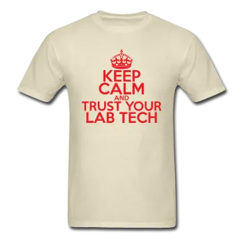 "Keep Calm and Trust Your Lab Tech" (red) - Men's T-Shirt