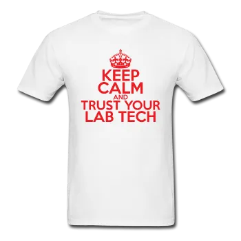 "Keep Calm and Trust Your Lab Tech" (red) - Men's T-Shirt