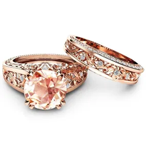 Rose Gold Plated Champagne Gem 2 Stack Rings