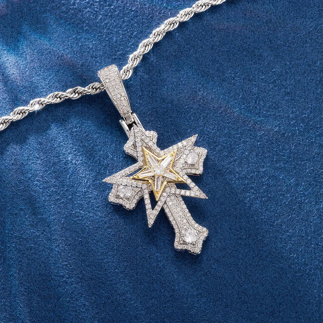 Spinning Star Cross Pendant