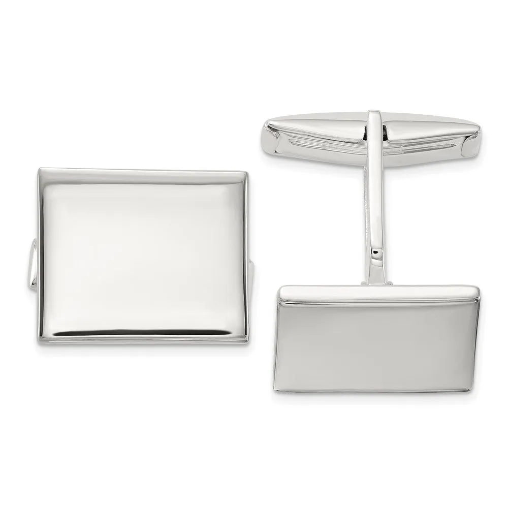 Sterling Silver Polished Rectangle Cuff Links