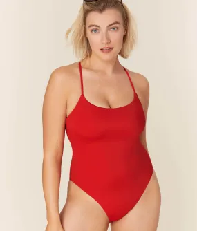 The Fiji One Piece - Flat - Cherry Red - Long Torso