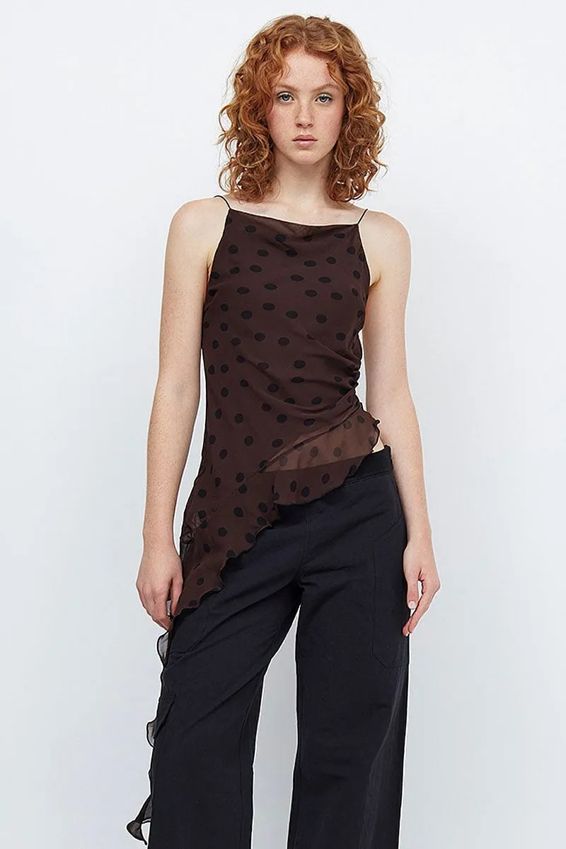 TURNER ASYM TOP-CHOCOLATE/BLACK