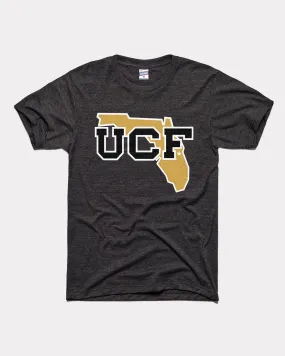 UCF Monogram Florida Outline Black T-Shirt