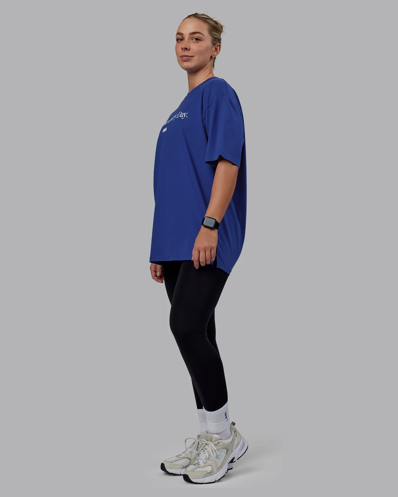 Unisex 1% Better FLXCotton Tee Oversize - Power Cobalt-White