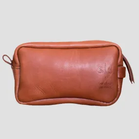 Unisex Genuine Leather Toiletry Bag Hazelnut