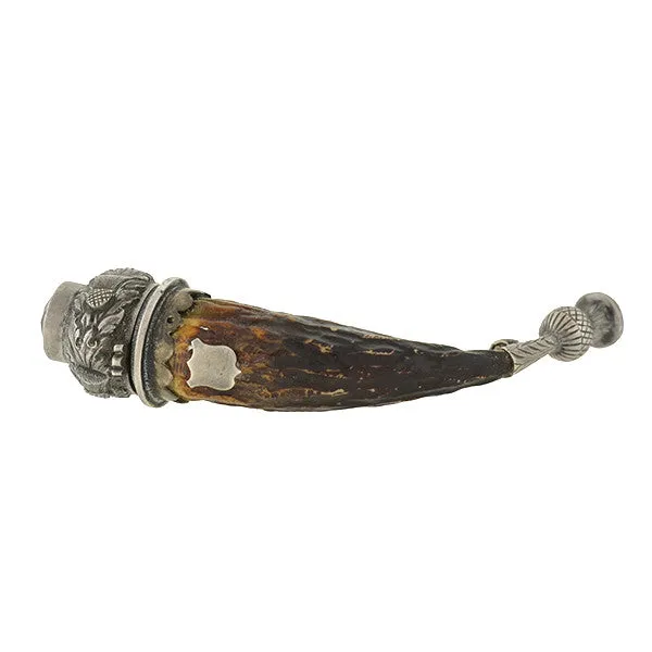 Victorian Scottish Sterling, Citrine & Horn Bottle Pendant