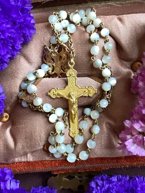 Vintage Rosary, 18K Gold and Mother of Pearl