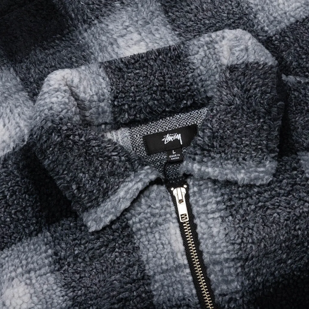 Zip Sherpa Shadow Plaid - Black